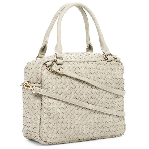 Gorgeous Quality Gray Vegan Leather Woven Satchel - Picture 2 of 5